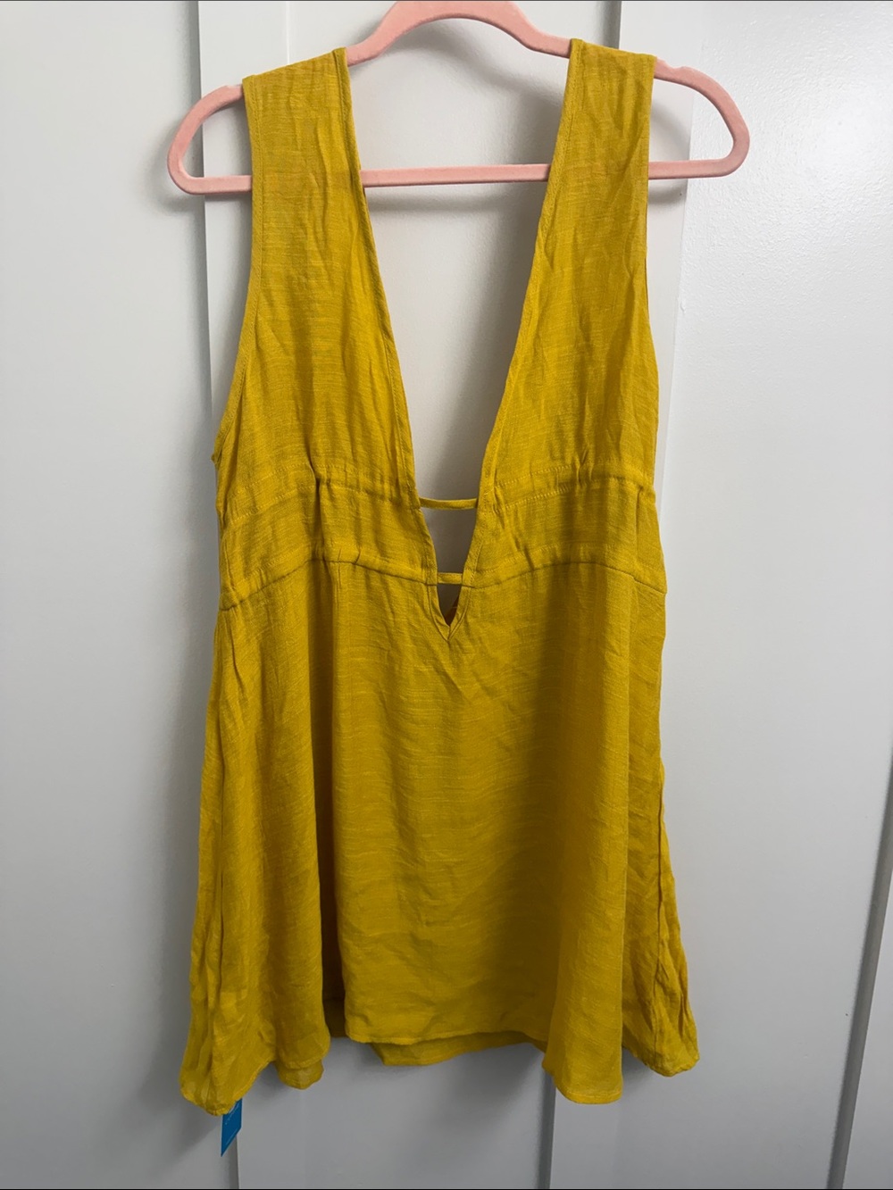 Cupshe Bright Yellow Deep V Swim Coverup Tank